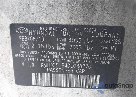 2013 Hyundai Elantra Gt from USA, damaged, VIN KMHD35LE4DU088770